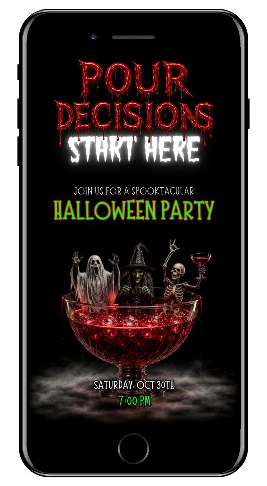Halloween funny pour decisions with creepy friends cocktail video invite by URCordiallyInvited
