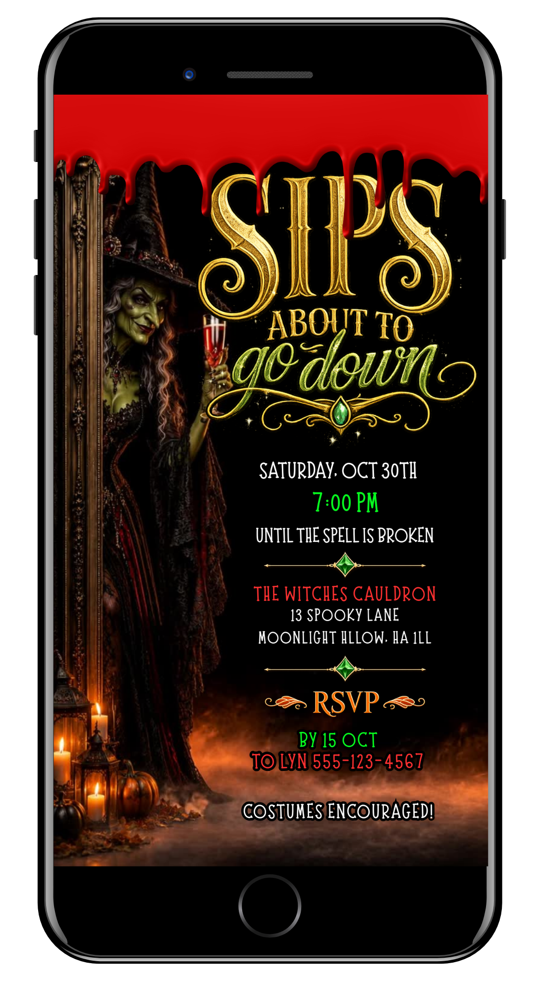 Halloween sips about to go down witch video invite by URCordiallyInvited