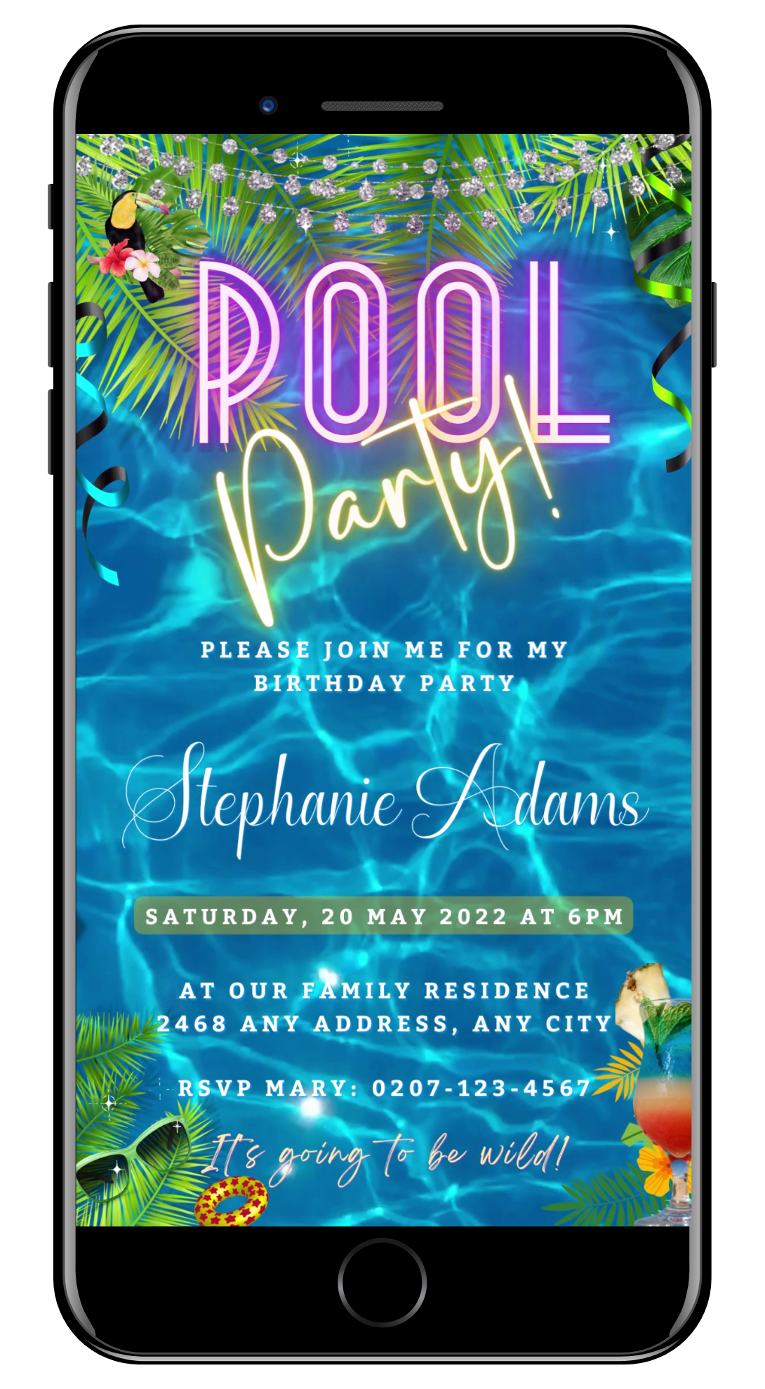 Blue Water Pool Party Video Invitation