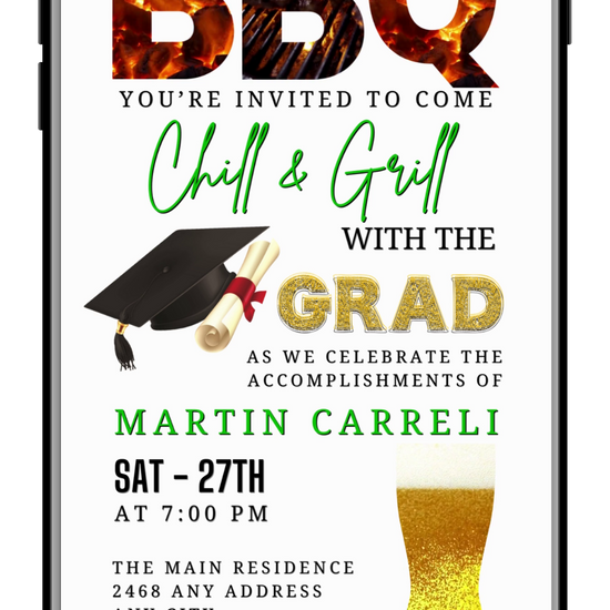 BBQ Backyard Chill & Grill | Graduation Party Video Invitation