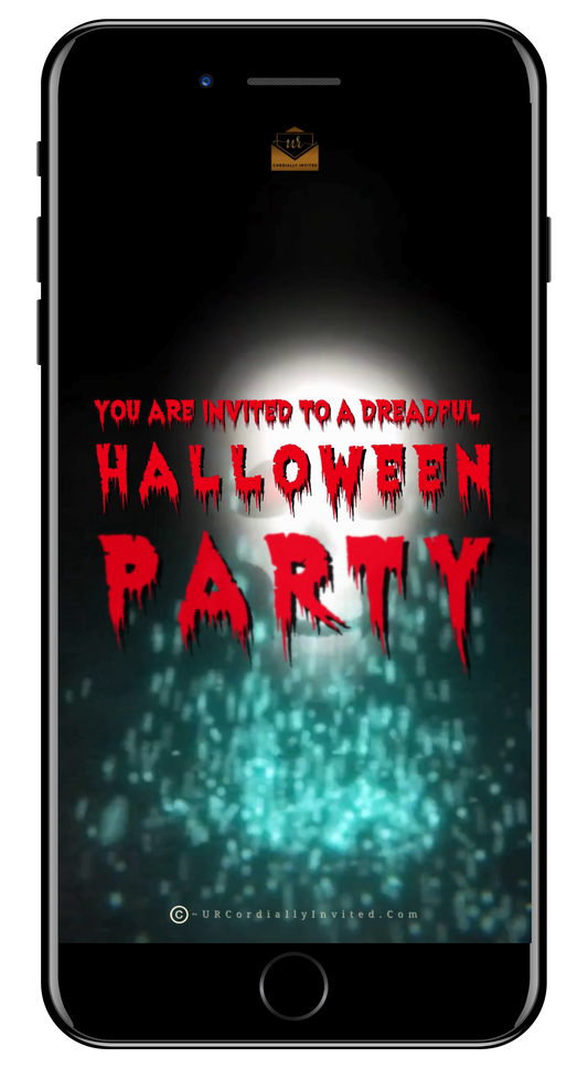 Electrifying Skull Halloween Party Video Invitation - Animated Spooky Digital Invite