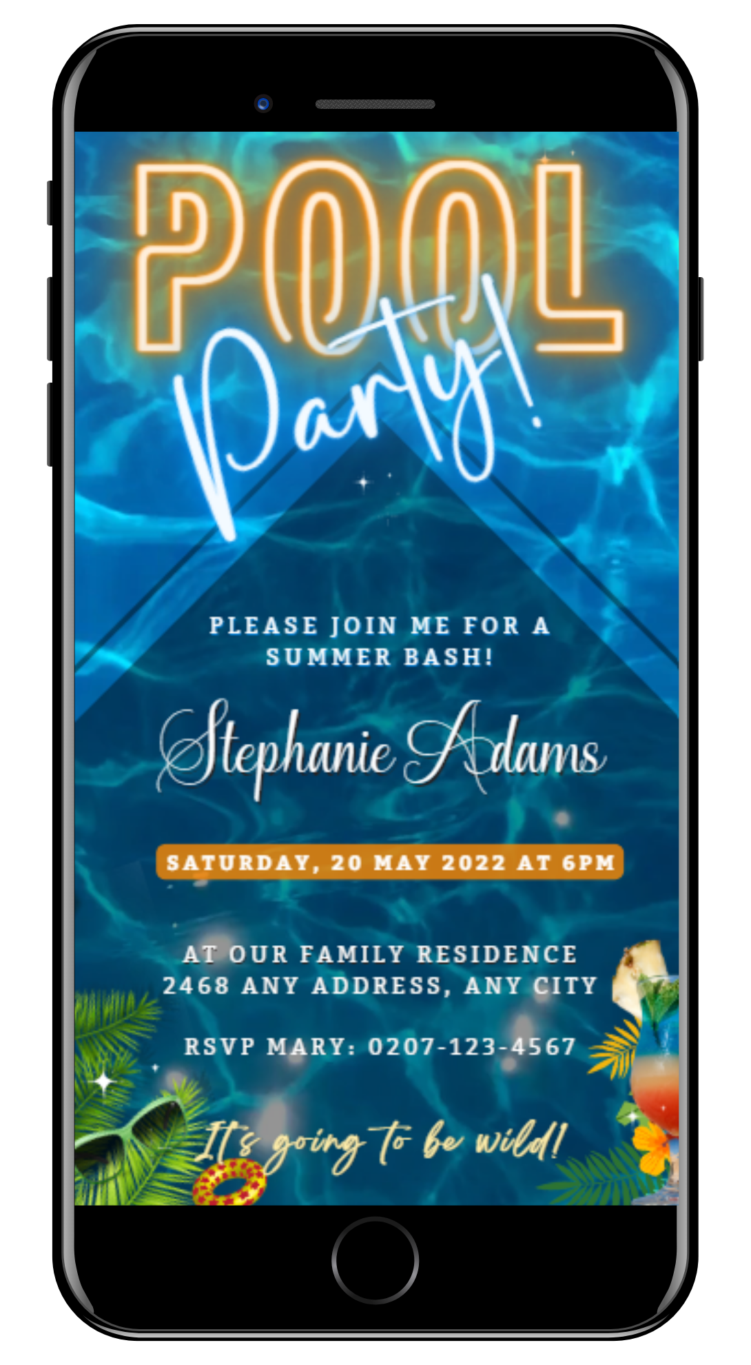 Blue Water Diamond | Pool Party Video Invitation