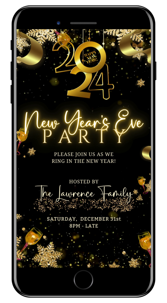 Glitterati 2024 Champagne Gold | New Years Eve Party Video Invite