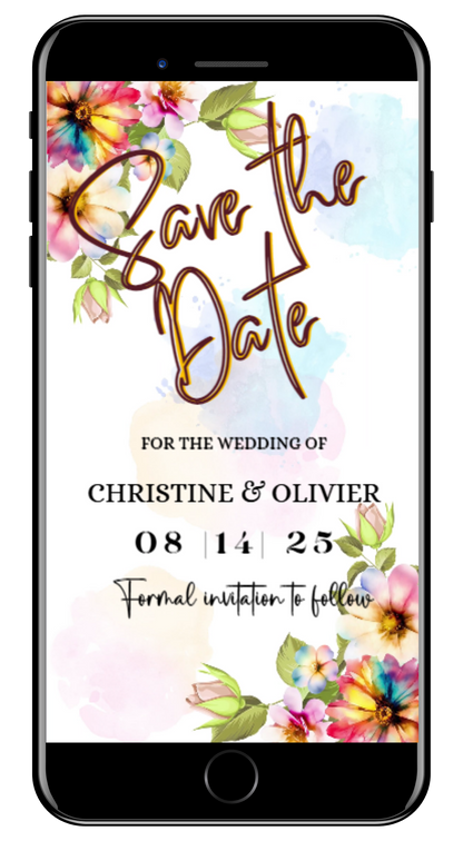 Floral White Greenery | Save The Date Video Invitation