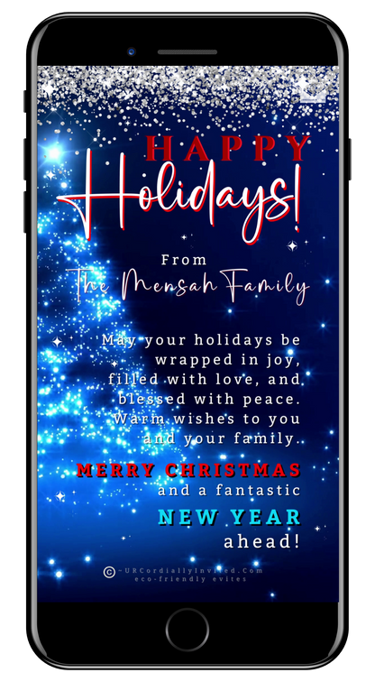 Blue Crystal Silver | Happy Holidays Video Greeting Ecard