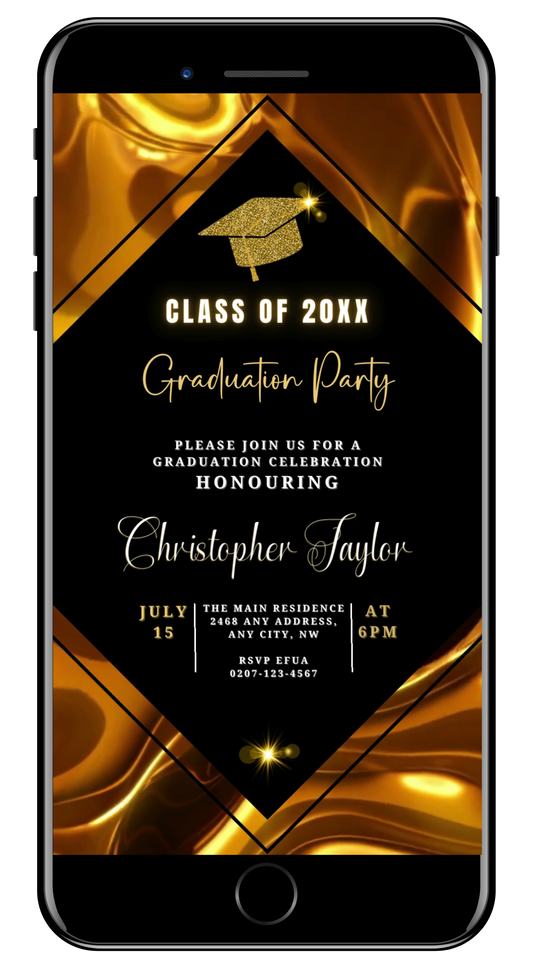 Gold Black Diamond | Graduation Video Invitation