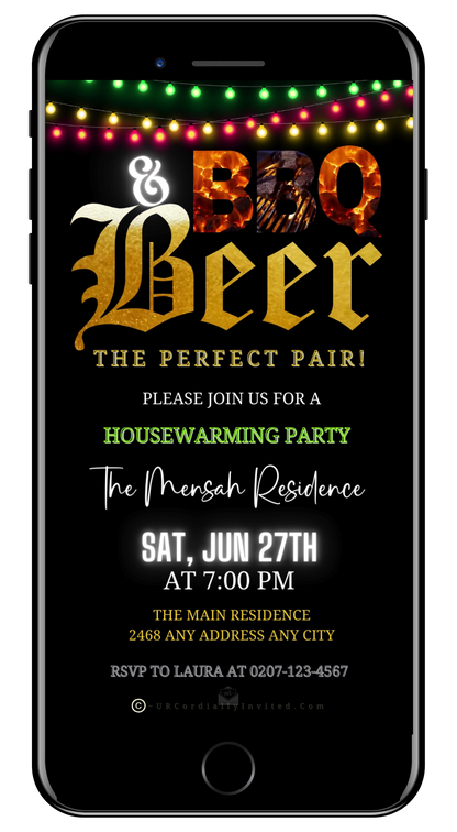 BBQ Flame & Beer | Digital Video Party Invite