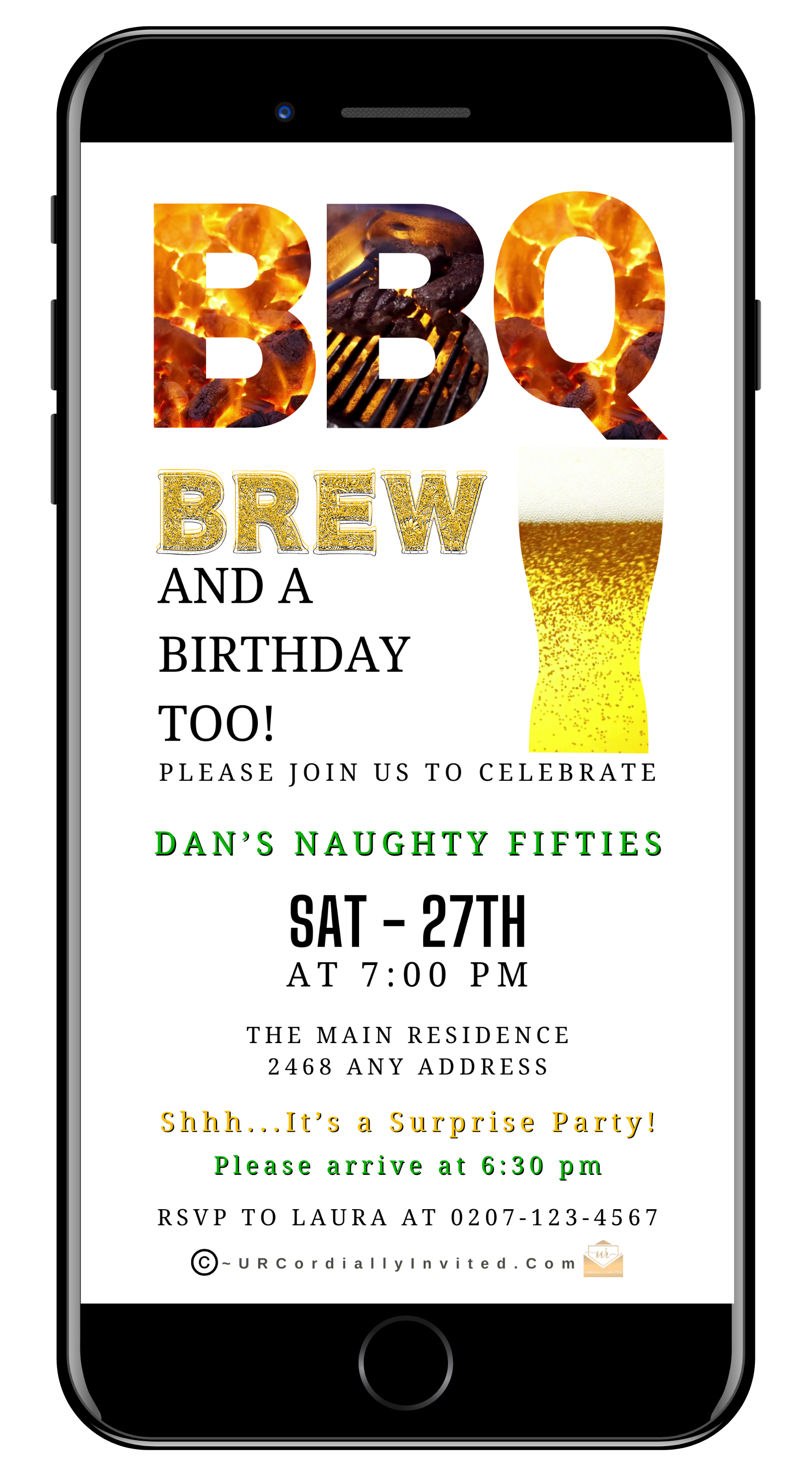 BBQ and Brew Birthday Invitation Editable Canva Template