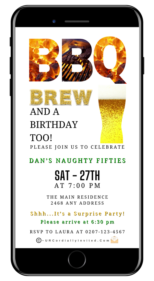 BBQ & Brew Birthday Invitation – Editable Canva Template