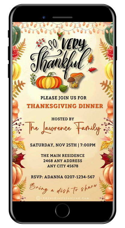 Beige Gold Fruitful Sparkle | Thanksgiving Dinner Video Invite