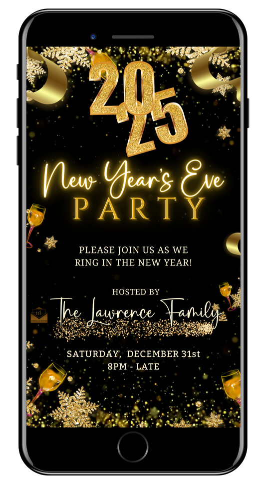 New Year’s Eve Party Sparkling Animated Video Invitation