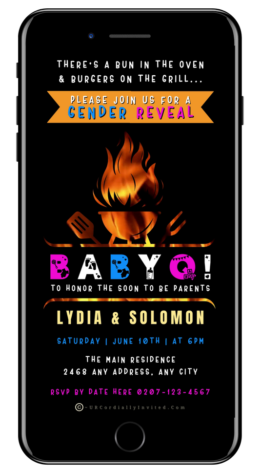 Animated BABYQ Flaming Grill | Digital Gender Reveal Invite