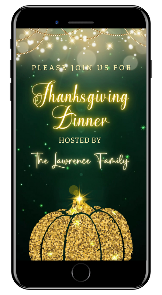 Green Gold Neon Pumpkin | Thanksgiving Dinner Video Invite