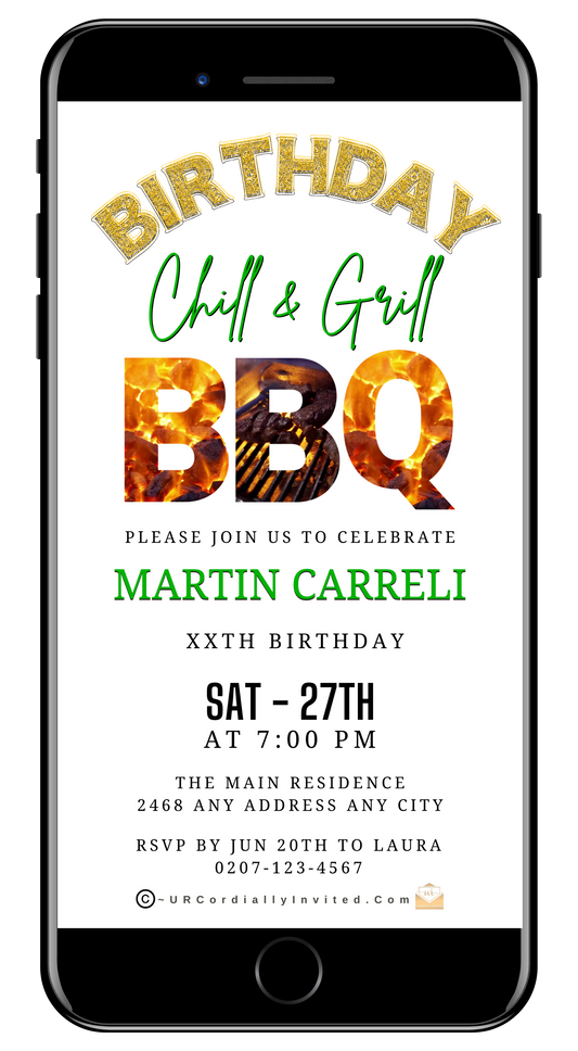 Birthday BBQ Chill & Grill Invitation – Editable Animated Design