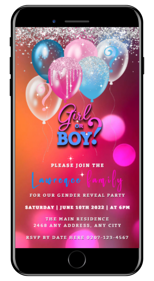 Glitter Confetti Balloons | Gender Reveal Party Video Invitation