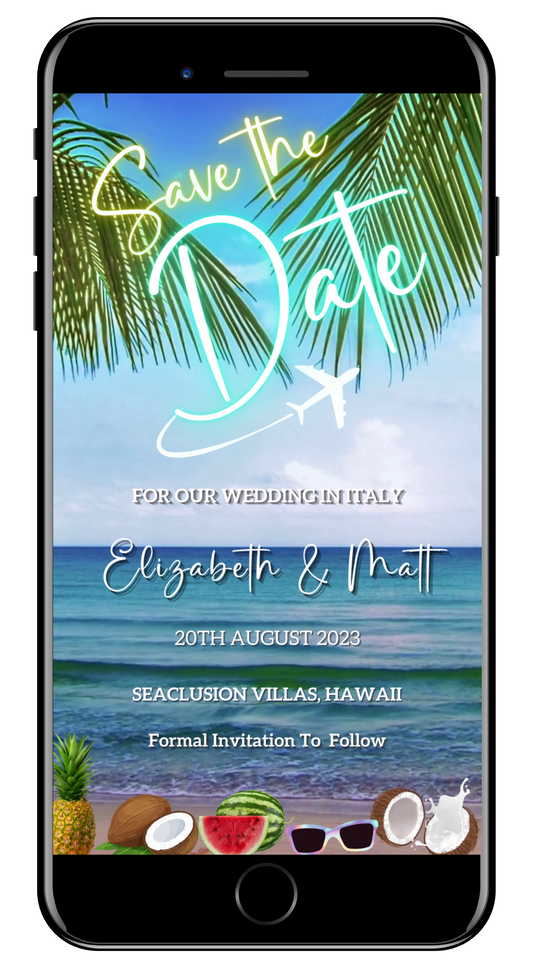 Tropical Fruit Beach Destination | Save The Date Video Invitation