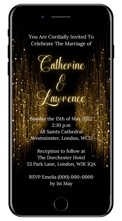Gold Glitter Curtain | Wedding Video Invitation