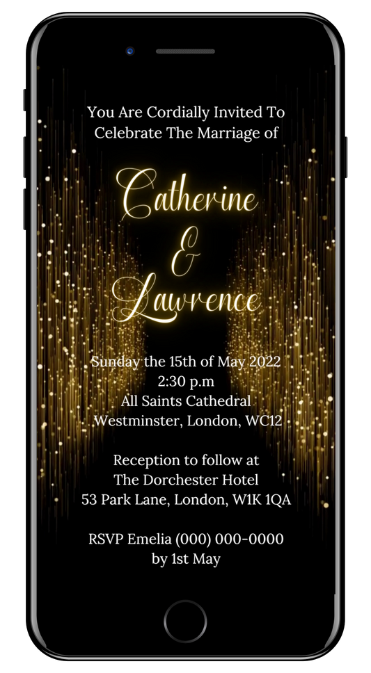 Gold Glitter Curtain | Wedding Video Invitation