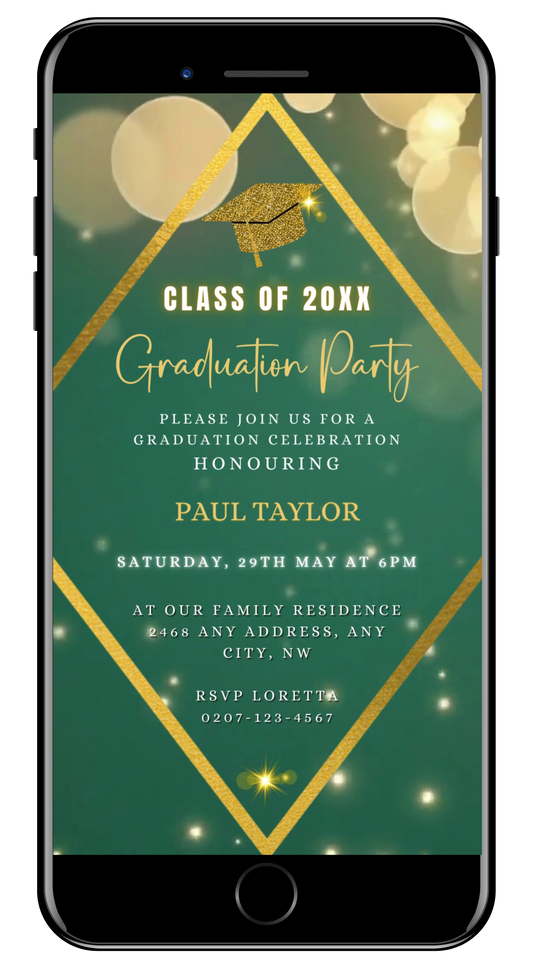 Green Gold Glitter | Graduation Video Invitation