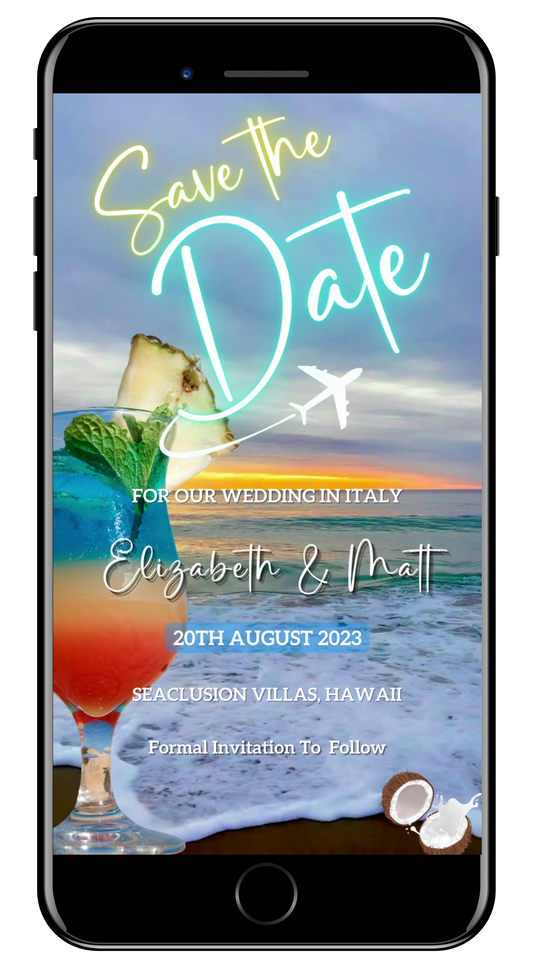 Sunset Beach Cocktail Destination | Save The Date Video Invitation
