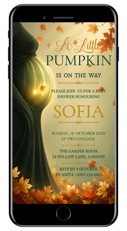 Forest Sage Little Pumpkin Autumn Baby Shower Animated Video Invitation by URCordiallyInvited