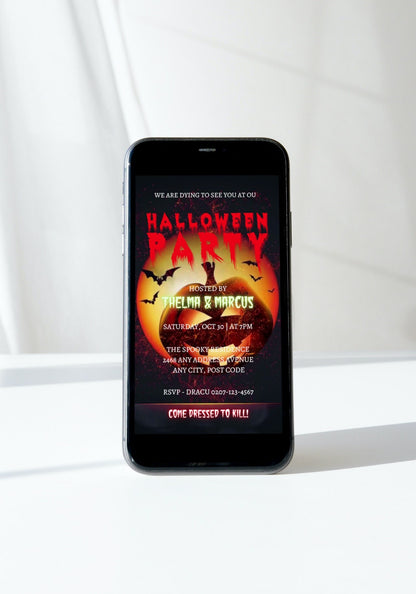 Animated Halloween Video Invitation, Electronic Editable Halloween Party Invite Template, Costume DIY Edit in Canva Invite, Instant DOWNLOAD. For adults and teens, Best seller especially for men, currently on sale now.